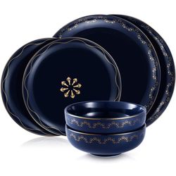 6-Piece Dinnerware Set,Round Ceramic Plates,Microwavable Dishwasher Safe,Dinnerware Set for Home,Restaurant,Service
