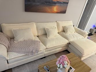 120" Sectional Sofa Comfy Cloud Couch for Living Room Modern Sofa Sleeper Deep Couches with Ottoman