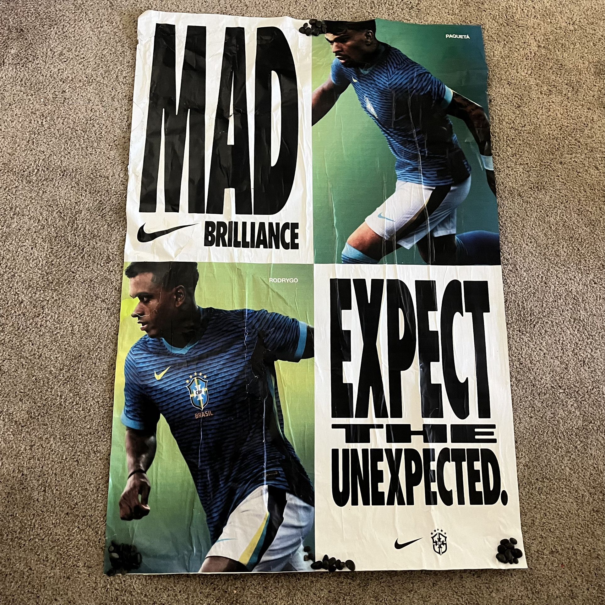 Vintage Nike Football Soccer Poster 90’s CBF Brazilian Football Confederation LA Galaxy 6x4 feet