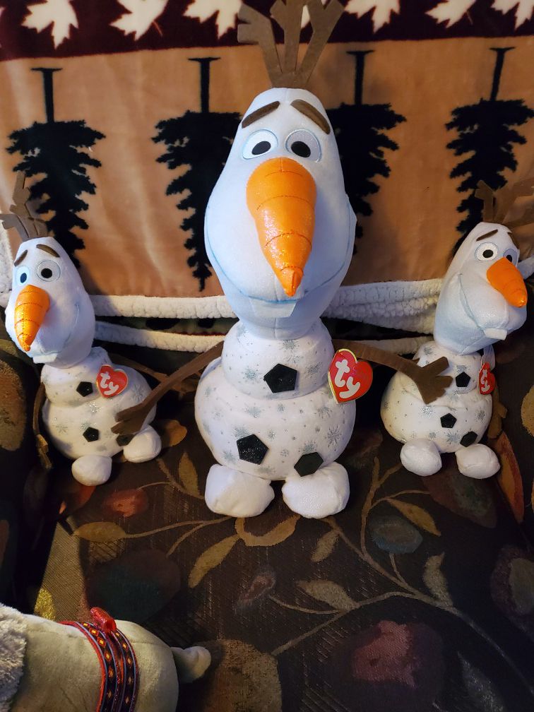 New Frozen 2 TY sparkle edition. Big and small Olaf