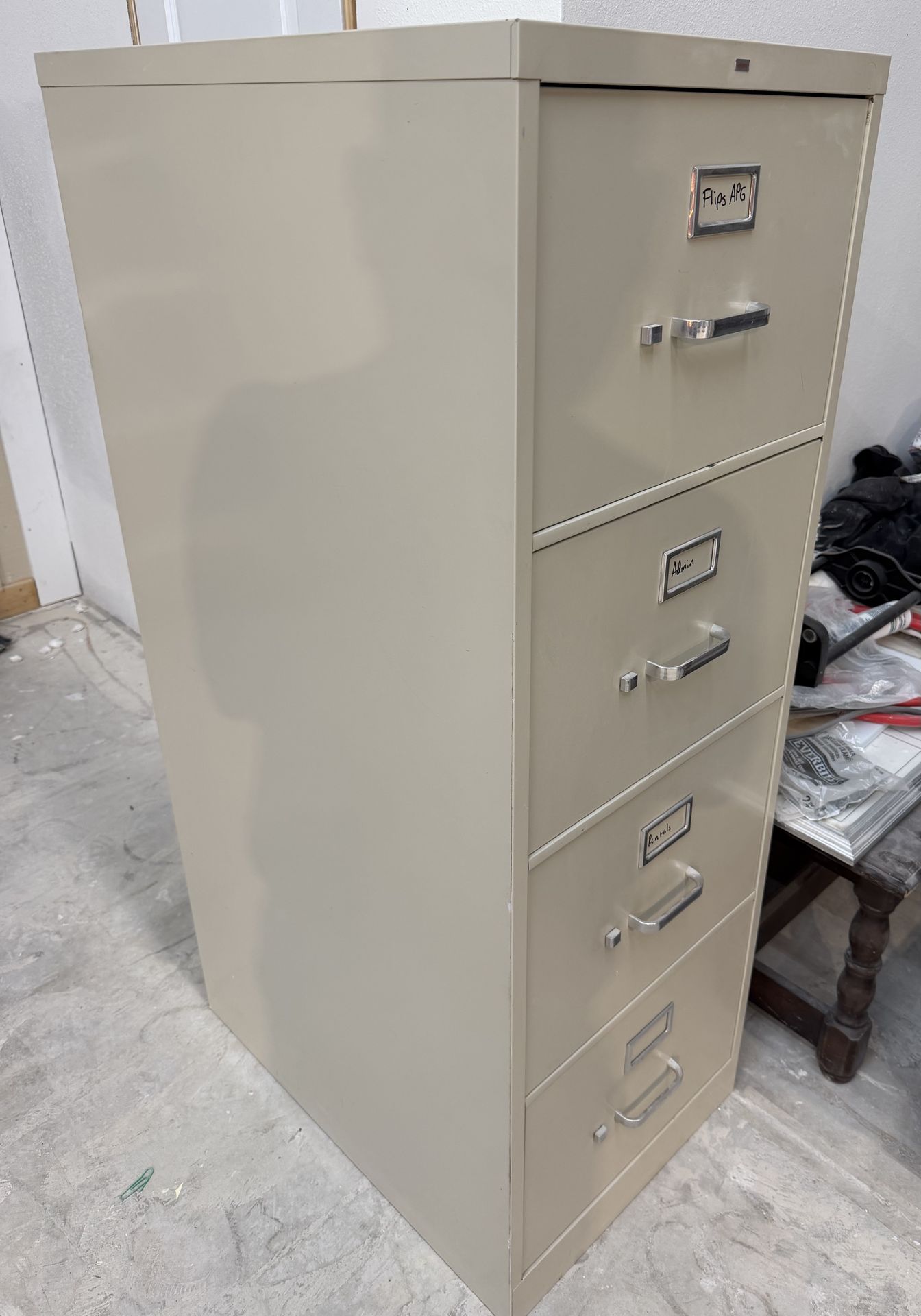 Geneva 4-Drawer Steel Filing Cabinet – 52” x 26.5” x 18” – Great Shape