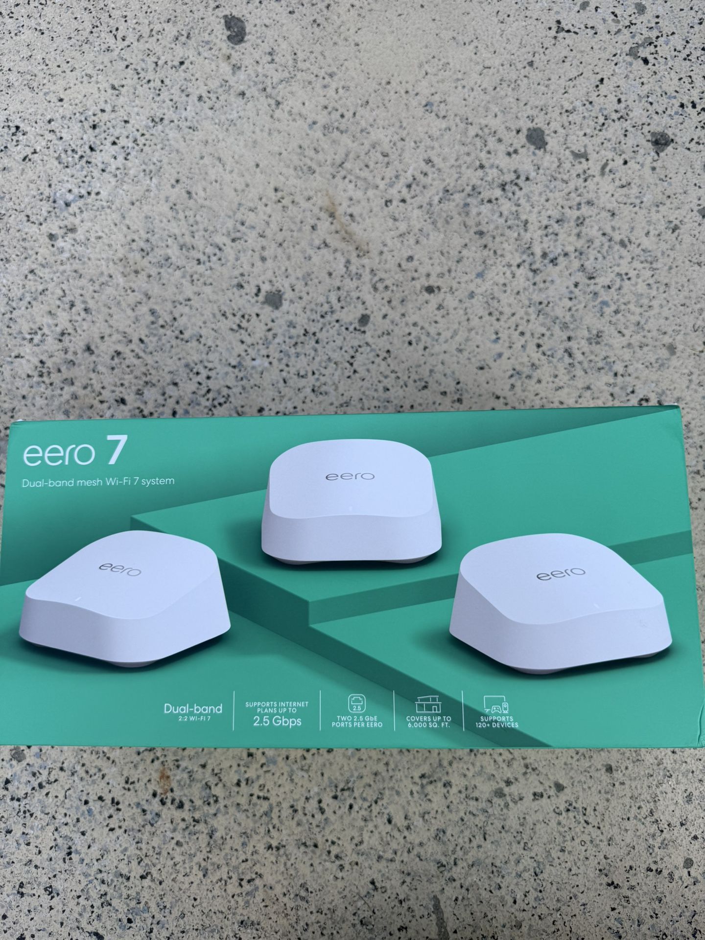 eero 7 dual-band mesh Wi-Fi 7 router (newest model) - Supports internet plans up to 2.5 Gbps, Coverage up to 6,000 sq. ft., 3-pack