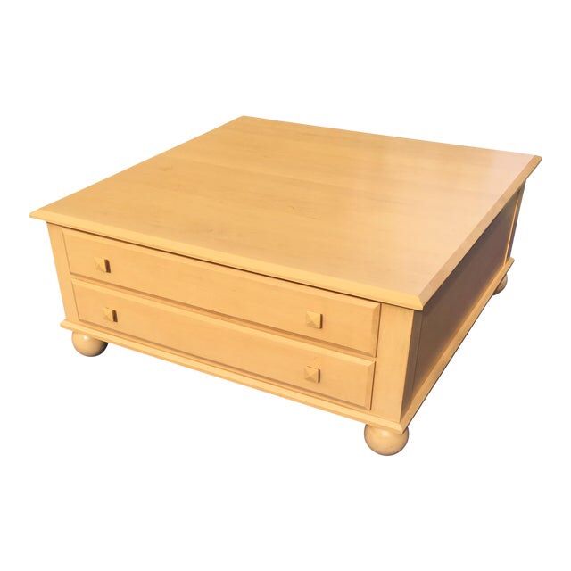 Ethan Allen American Dimensions Map Chest Coffee Table With 4 Storage Drawers