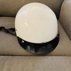 White Daytona 1/2 Skull Cap Motorcycle Helmet - Size Small