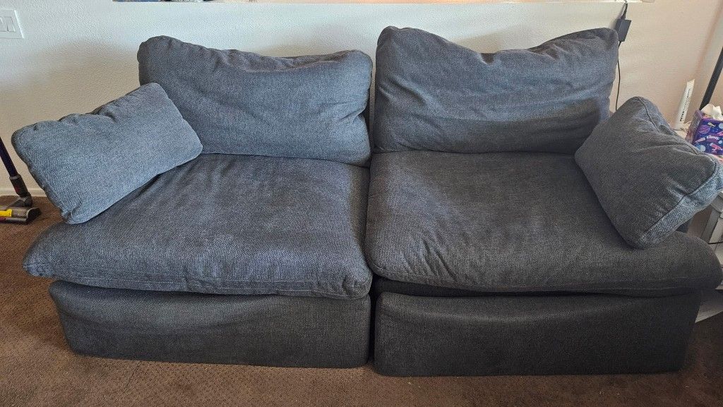 Jolene Dark Blue Power Reclining Loveseat w/ USB Ports