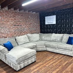 Delivery Available Maceys gray U shape sectional sofa couch