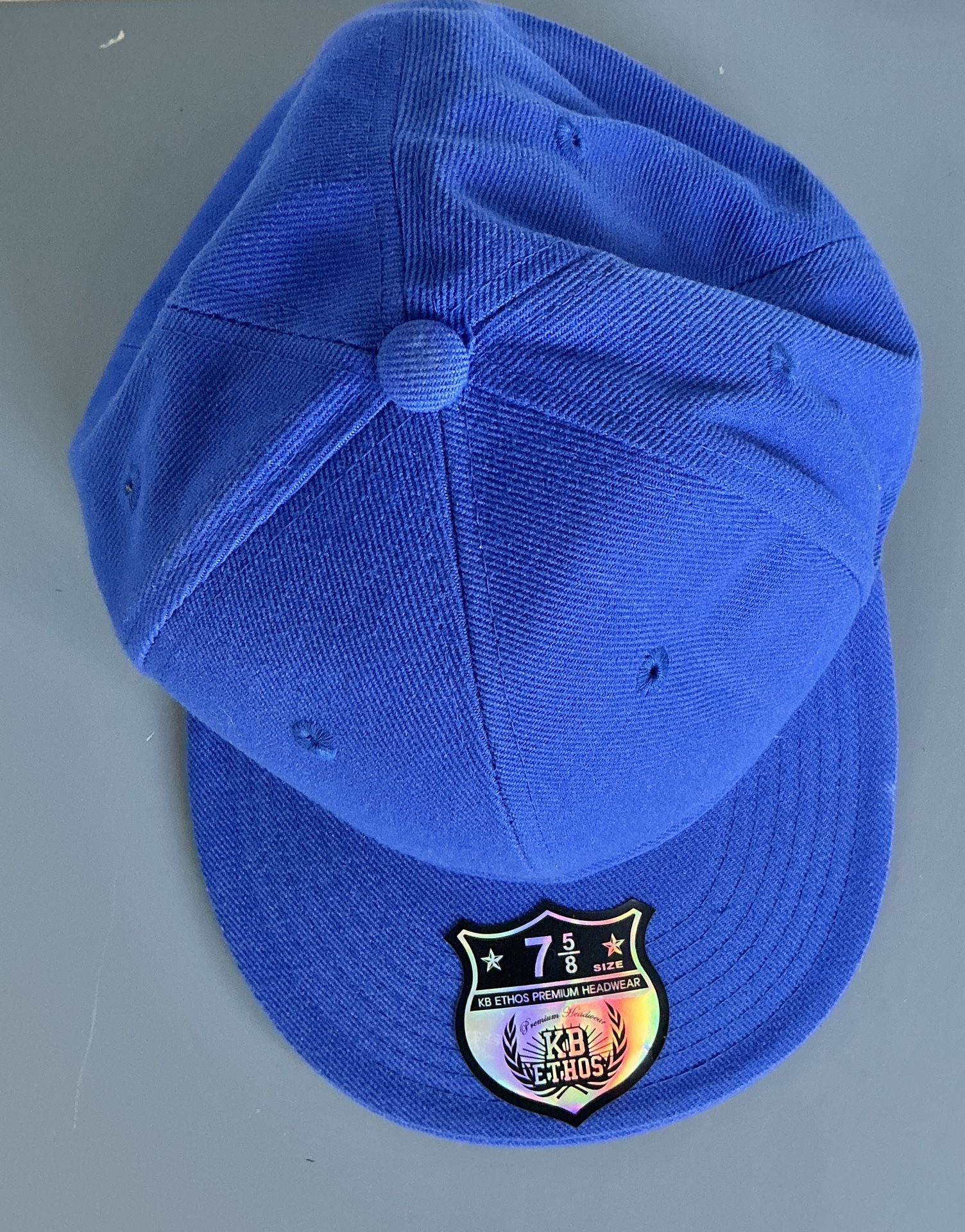 KB Ethos Headwear Blue Fitted Baseball Cap Hat Size XL, 7 5/8