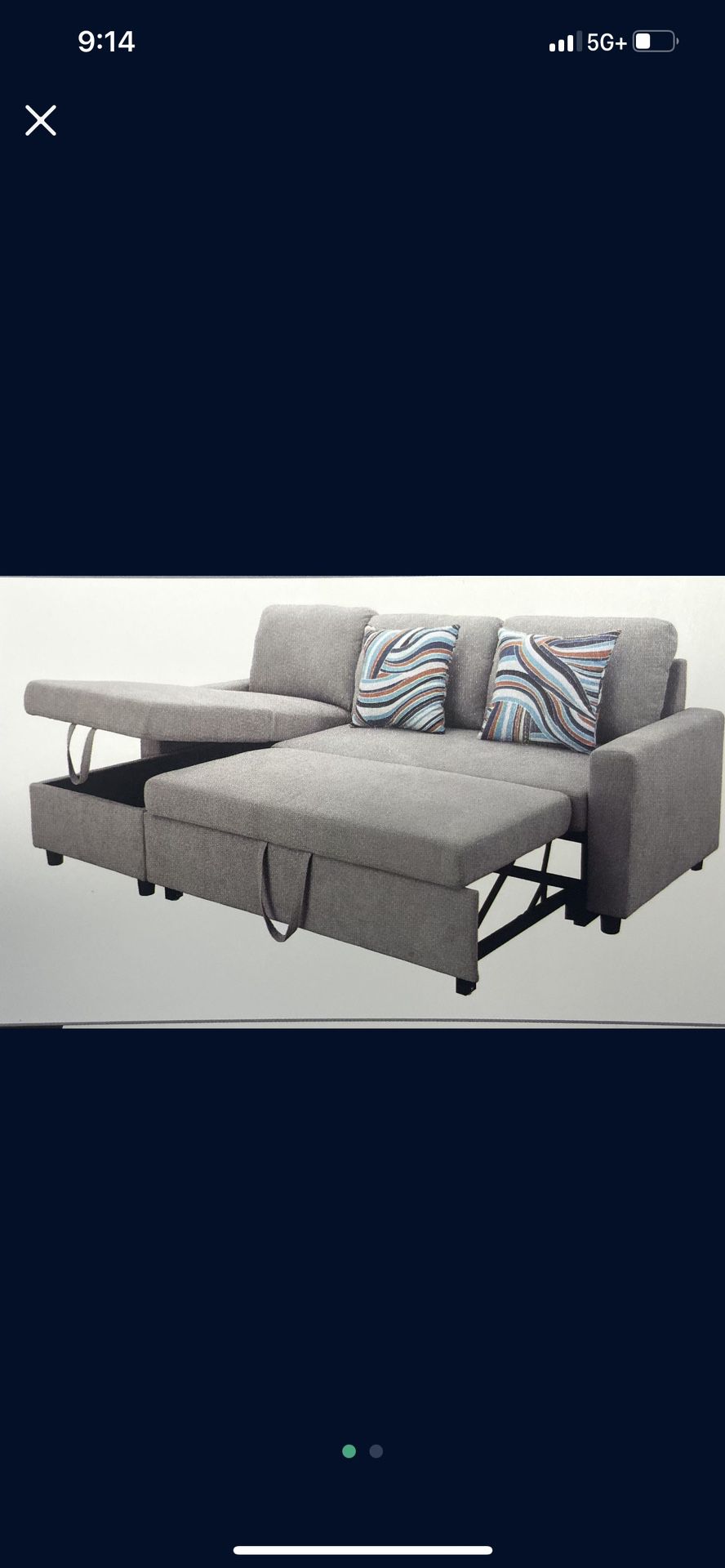 Grey Soft And Comfy Sectional Sleeper Couch With Storage Ottoman 