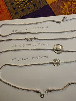 68.8 grams Lot of 3 925 startling silver necklaces 1. 24" 1. 22" 1. 19"