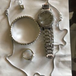 Women Classic 5 pieces silver watch 
