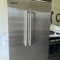 Viking 48”wide Stainless Steel Built In Refrigerator Side By Side 