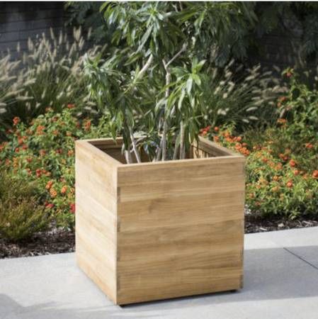 Teak Wood Square Planter