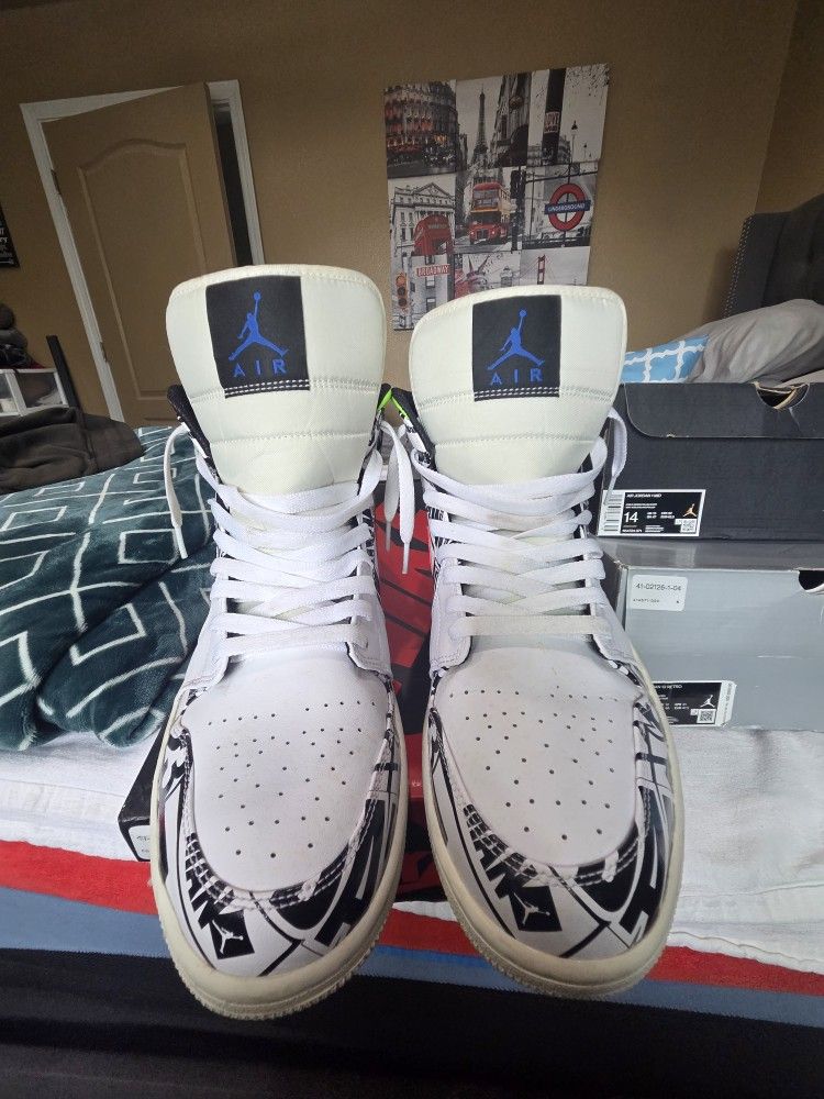 Jordan1 Mid Over Logo,s Gs Size13