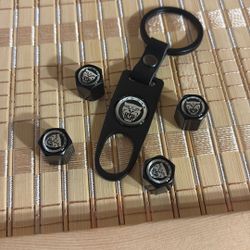 Jaguar Tire Caps Valve Stem Covers Keychain