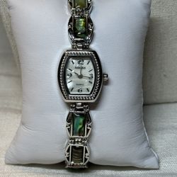 Kessaris Quartz Abalone Links Wrist Watch *New Battery