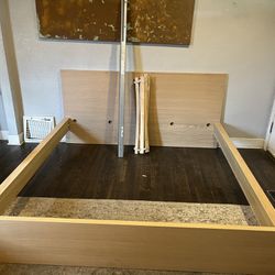 MALM Bed frame, white stained oak veneer/Luröy, King