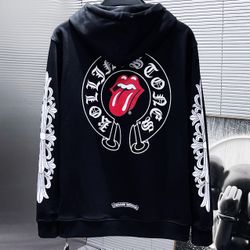 Chrome Blvck Off White Hearts Cross Rolling Stones Red Lips Horseshoe Hoodie Jacket Zip Up Hooded Top Hypebeast Sweatshirt Paris Designer Rhude Trapst