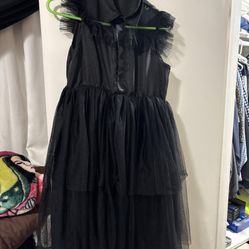 Girls Button Up Black Dress Med 