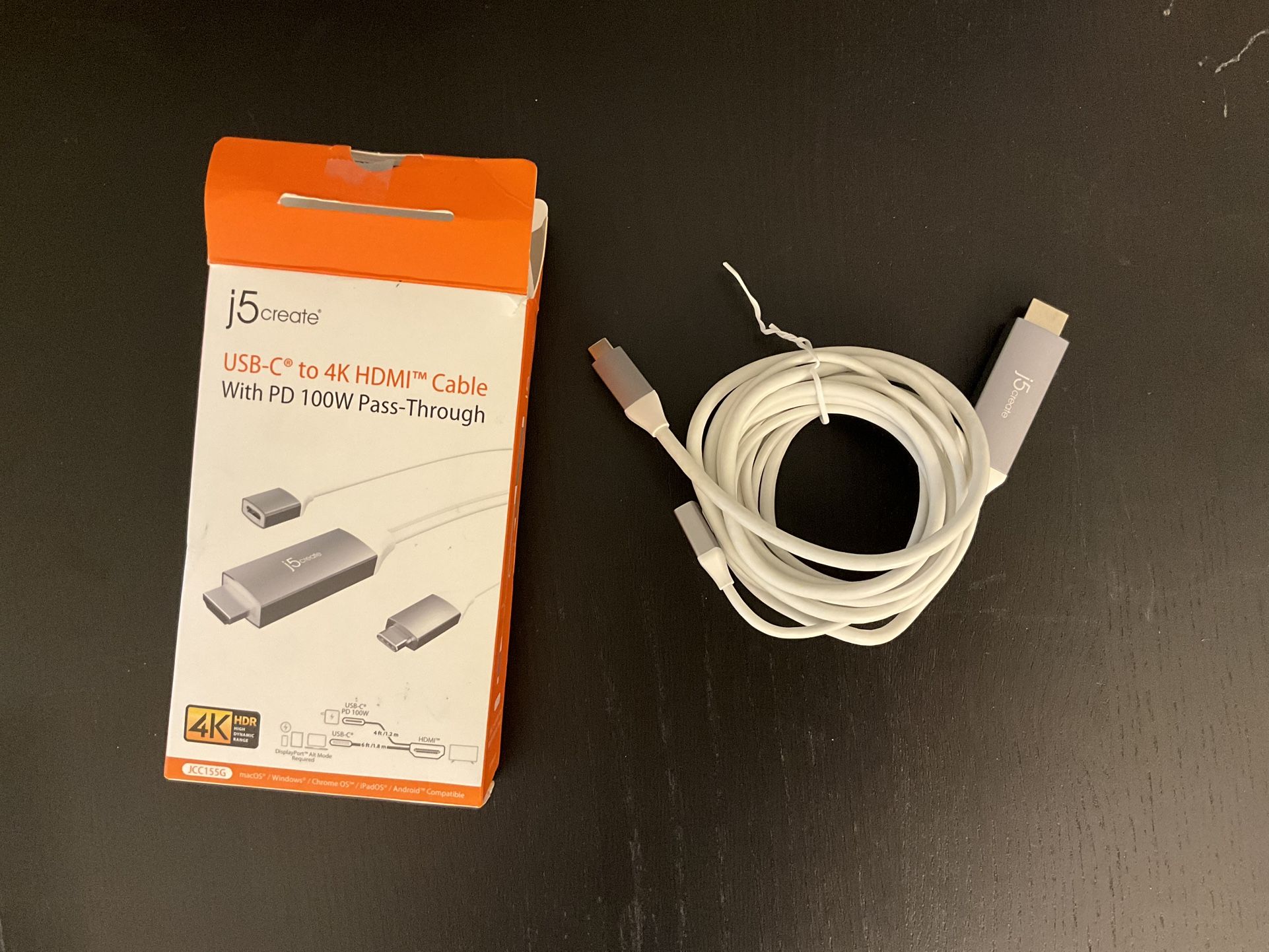 J5create USB-C To 4K HDMI Cable With Pd Charging Passthough