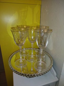 5, Mikasa Sonata Gold. Water Goblets, Mint Condition.