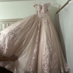 pink off the shoulder quince dress