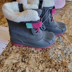 Gray & Pink Girls Winter/Snow Boots