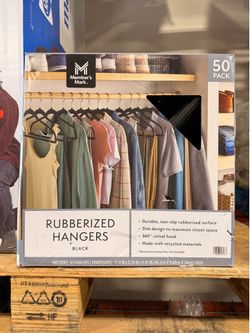 Members Mark 50 Pack Rubberized Hangers in Black Brand New in Box