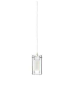Volume Lighting Esprit 1-Light Brushed Nickel Mini Hanging Pendant Clear Glass & Sandblasted Frosted White (Clear Edges) Cylinder Shades
