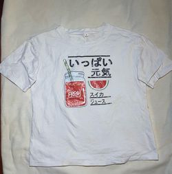 Asian Medium white shirt, Japanese print