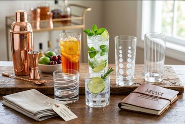 Mikasa Cheers Glassware Set – Etched Highball & Double Old Fashioned Glasses (Set of 6)