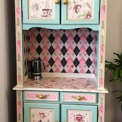 Custom Order Option: Antique Upcycled Armoire Coffee Hutch Tea Nook Beverage Bar Java Station Storage Dining Room Cabinet