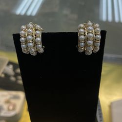 Gold Pearl Earrings- 8.6 Grams And 14K