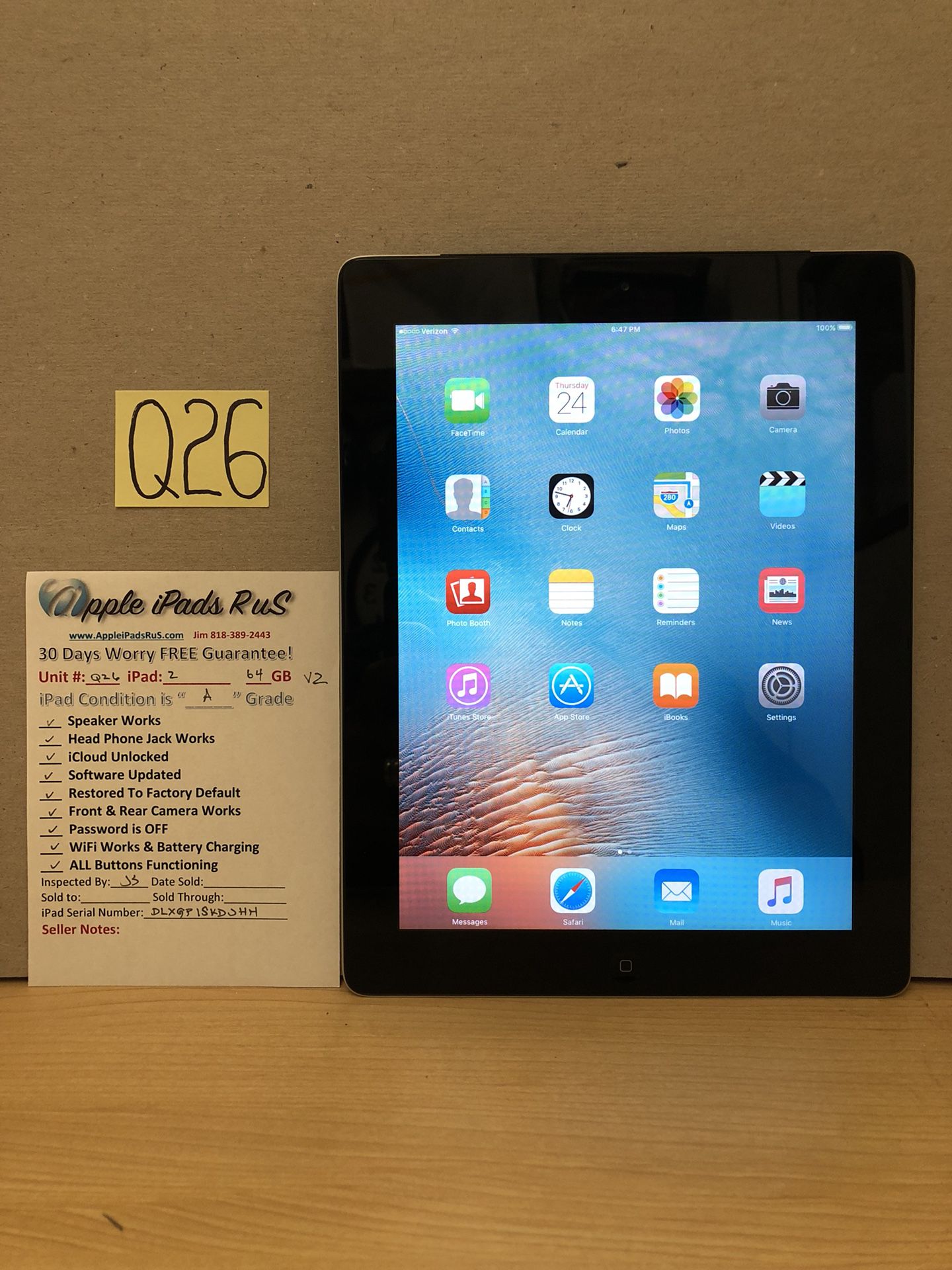 Q26 - iPad 2 64GB Cell-VZ