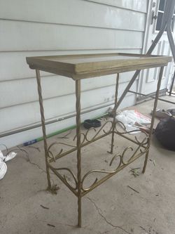 Gold Iron Side Table with Glass Top