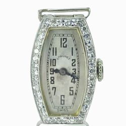 Vintage Art Deco Longiness Platinum And Diamond Ladies Bezel 