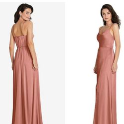 Dessy Group Cowl neck Desert Rose Bridesmaid Dress 