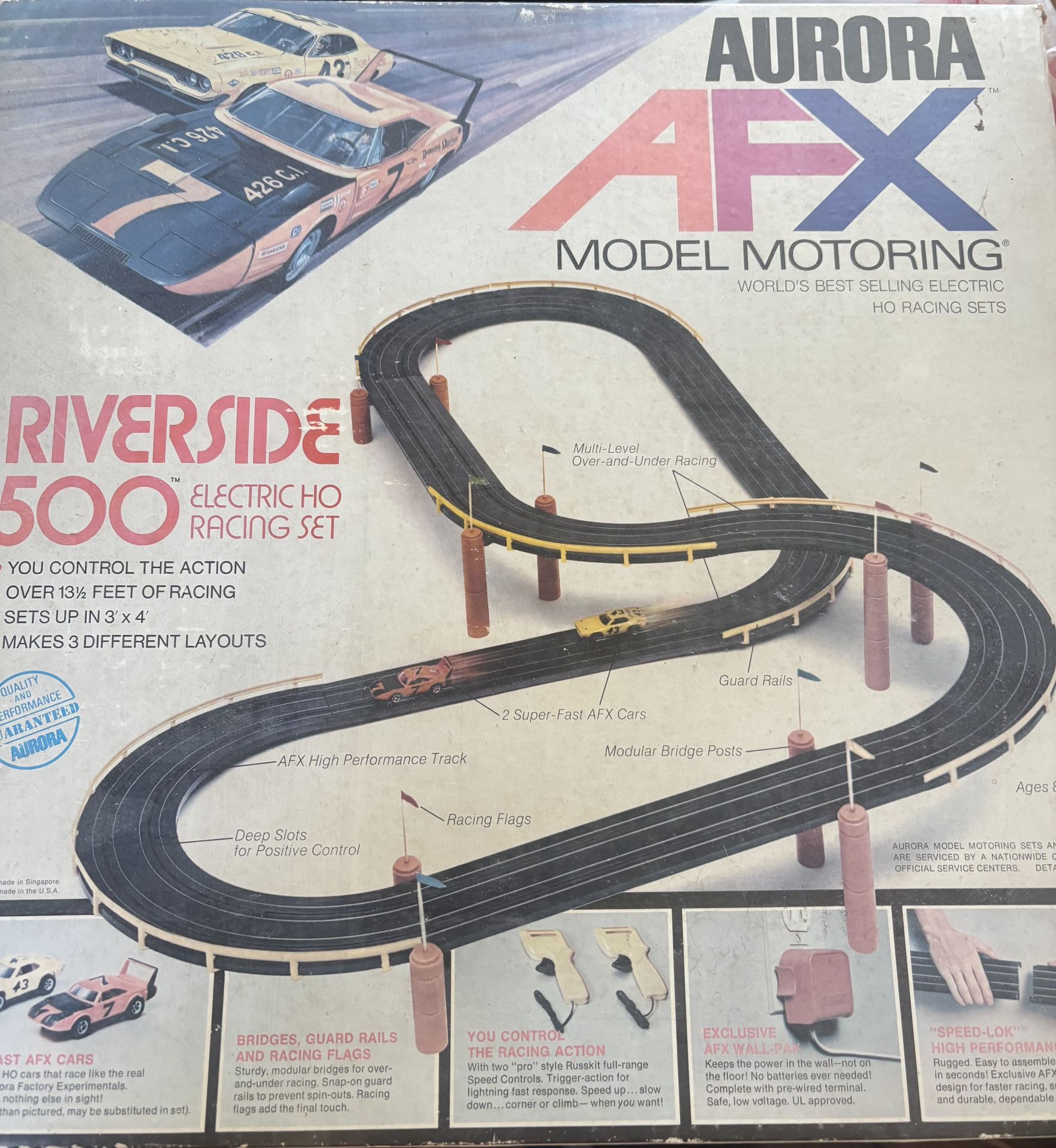 Aurora AFX Riverside 500 Electric HO Racing Set