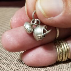 Sterling Silver Football And Helmet Charm/Pendant