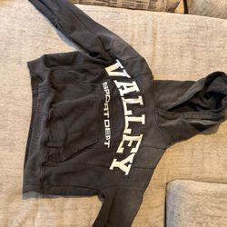 Vale Sports Dept. Hoodie In Black, Men’s Size M Cropped Fit But Not Excessively Cropped On Body 