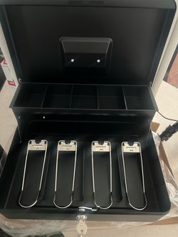 Black Metal Cash Box with Lock