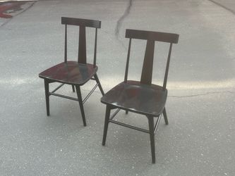 Antique Set of 2 black Wood Dining Chairs