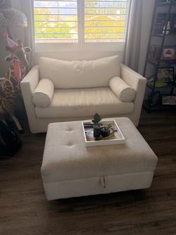 Love seat pull out bed and ottoman