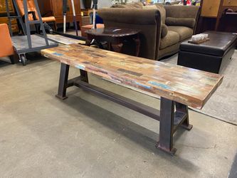 Brooklyn Industrial Turquise Accented Bench