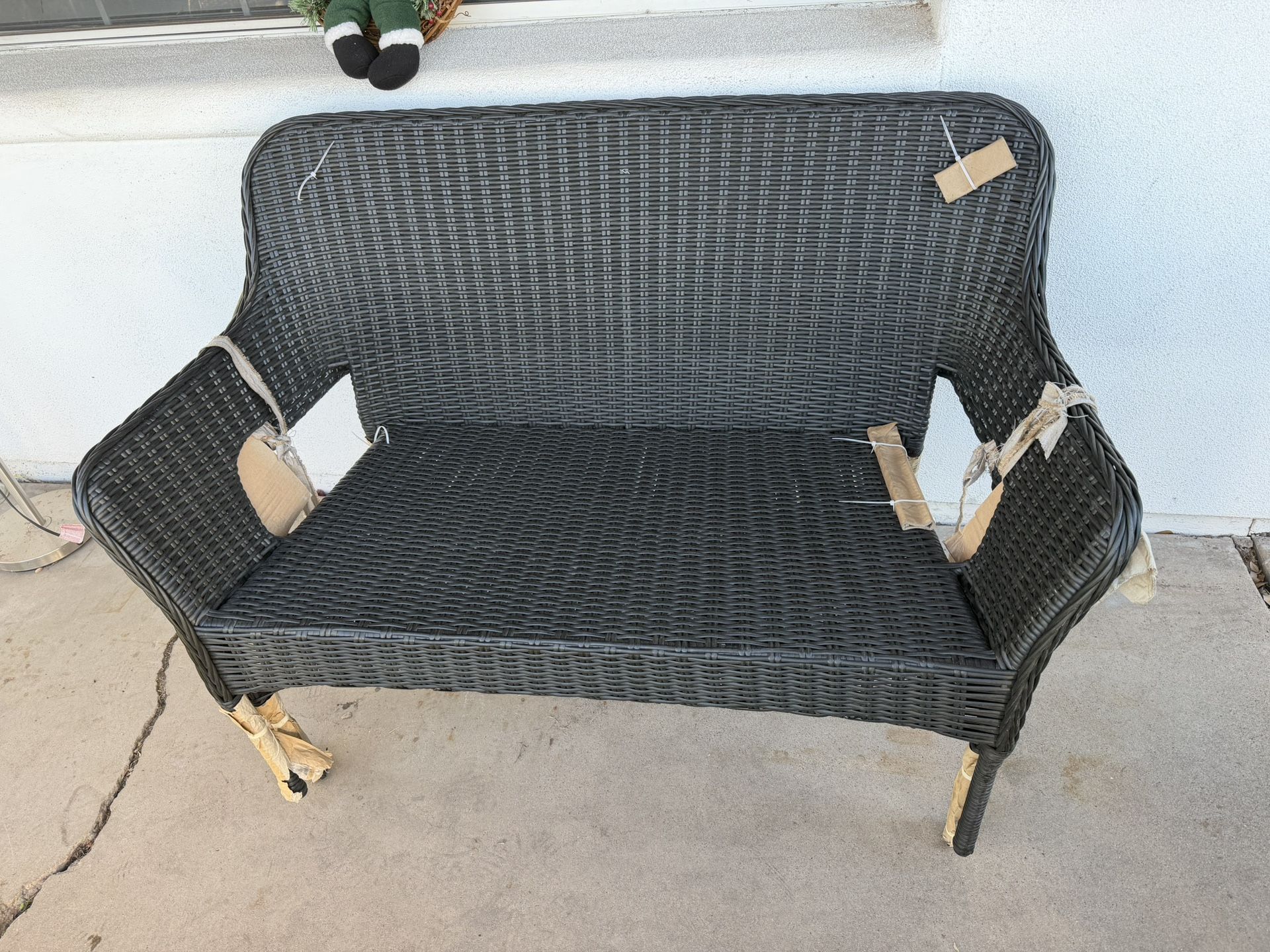 StyleWell Eastlake Black Wicker Outdoor Stack Loveseat