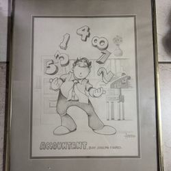 Artist: Don Aceto - Accountant, Busy Juggling Figures. Original Drawing ✍️ Pencil Art