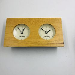 Seth Thomas Dual time zone wood alarm clock