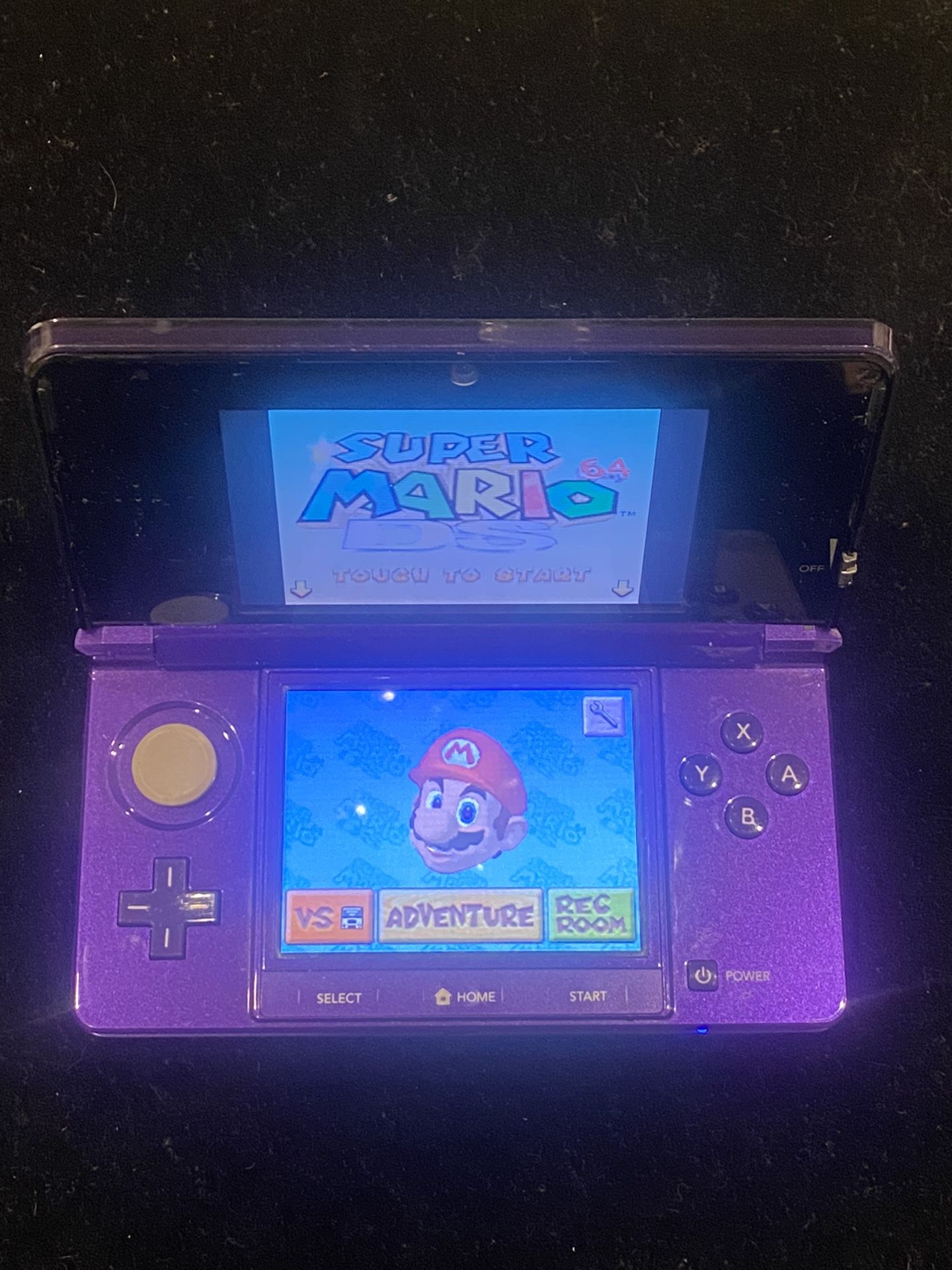 Nintendo 3DS Midnight Purple + SUPER MARIO BROS 64 DS Game Cartridge 