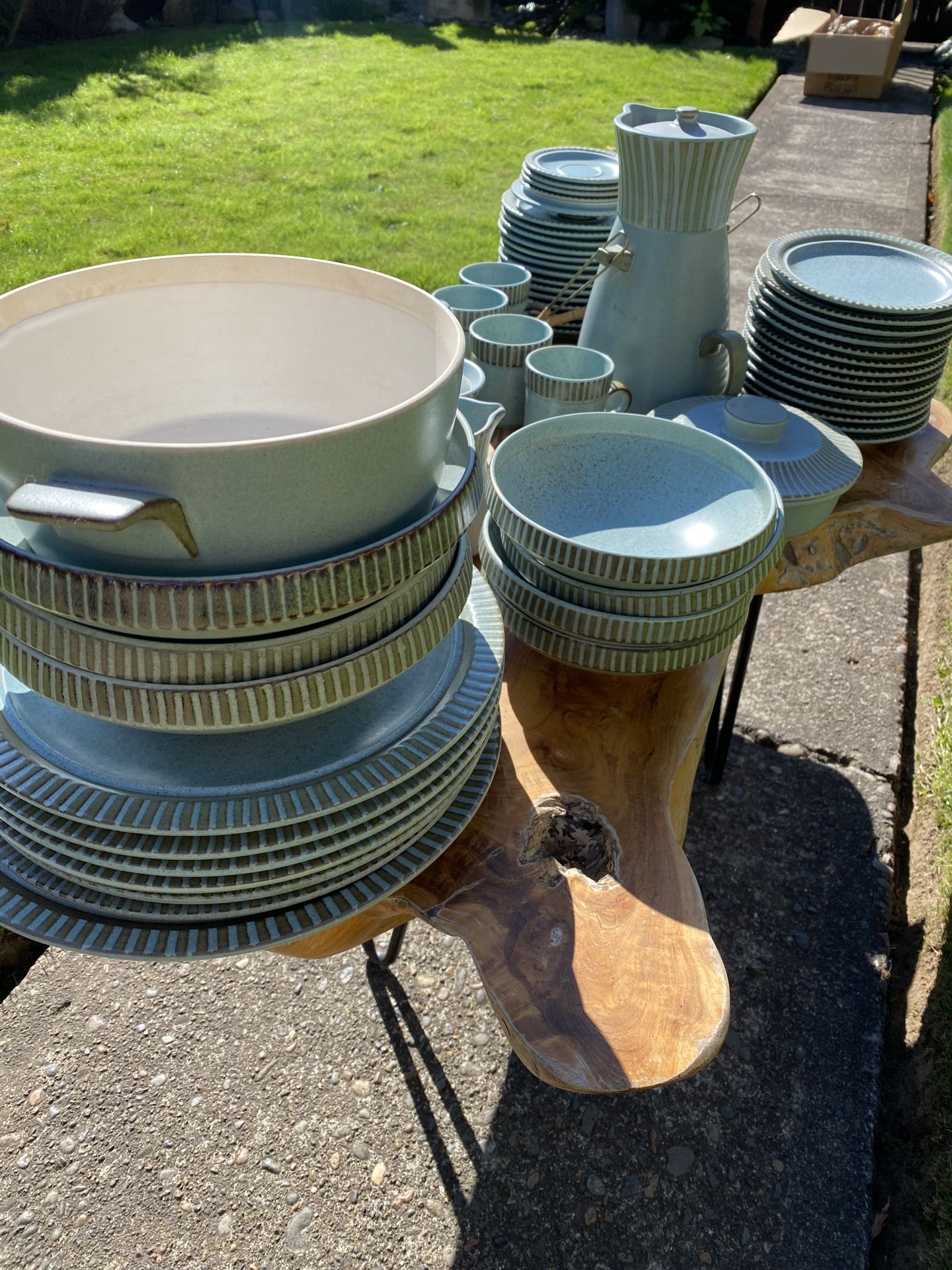 Mid Century Japanese Kasuga Stoneware 62 Piece Set for Sale in