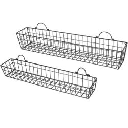 2 30-inch Wire Baskets For Storage Rustic Wall Mounted 