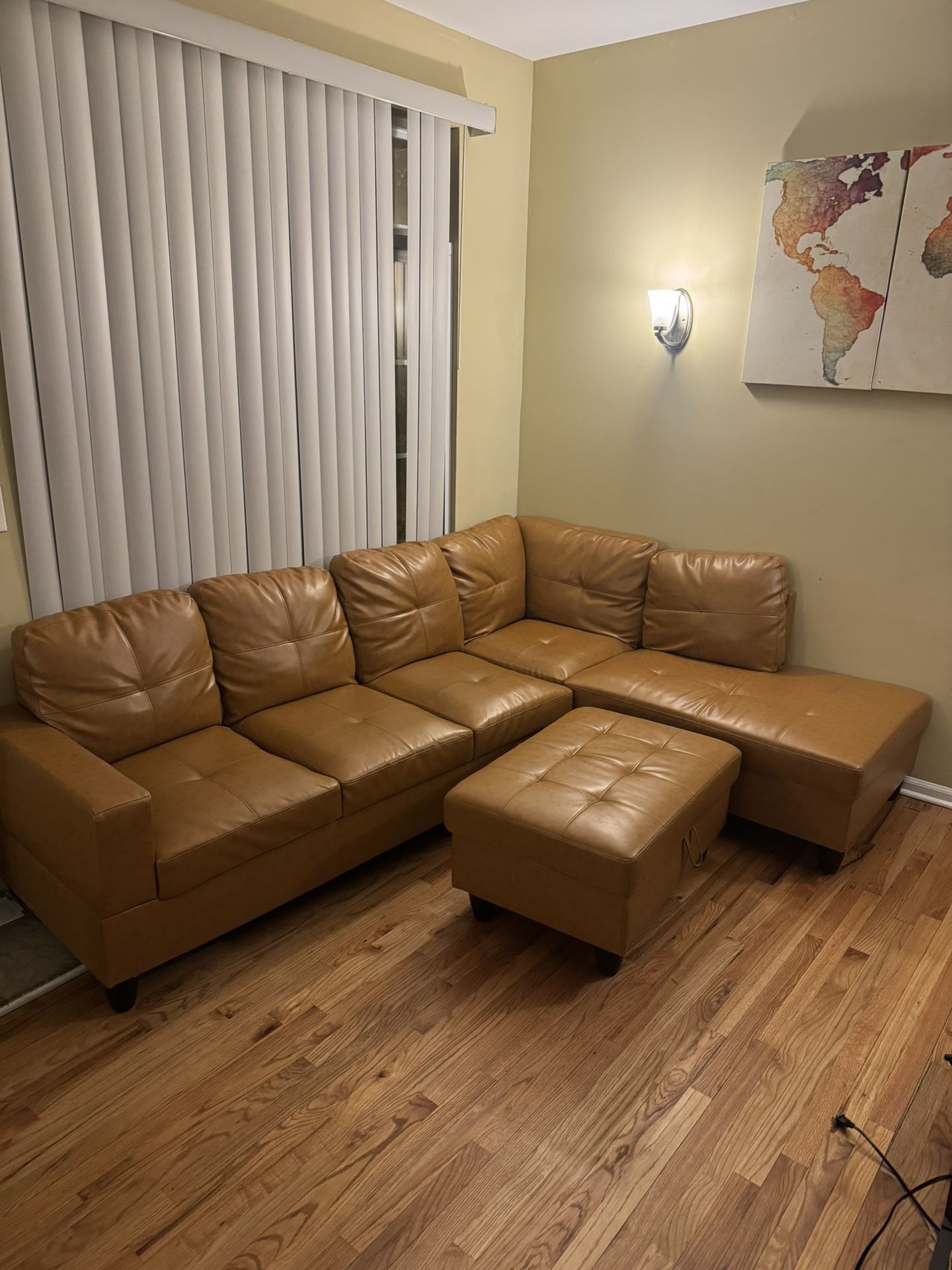 Like-New 103β Brown Ginger Leather Sectional Sofa + Ottoman β Half Price!